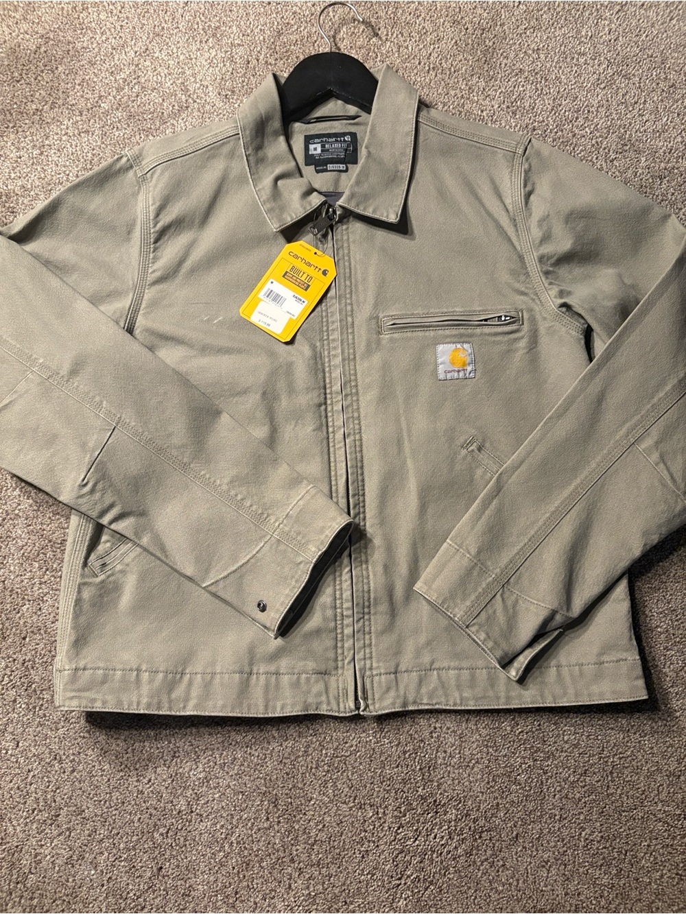 Carhartt Men's Olive/Tan Lightweight Duck Zip Jacket